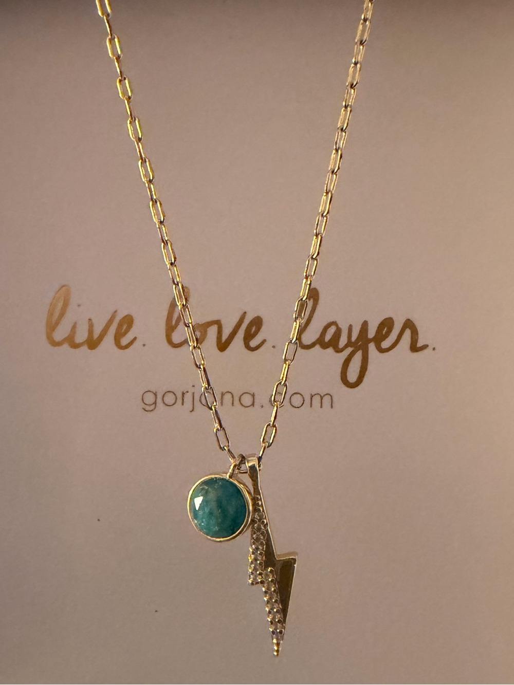 Gorjana Gold Lightning Necklace with Turquoise Charm
